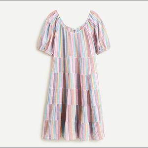 J. Crew Beachwear Puff Sleeve Cover Up Dress in Pastel Stripe Medium